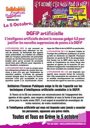 5 octobre 2021 - Tract : DGFiP artificielle