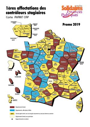 Carte premières affectations Contrôleurs Stagiaires 2019